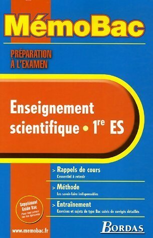 Enseignement scientifique 1ère ES - Christian Robert -  Mémo Bac - Livre