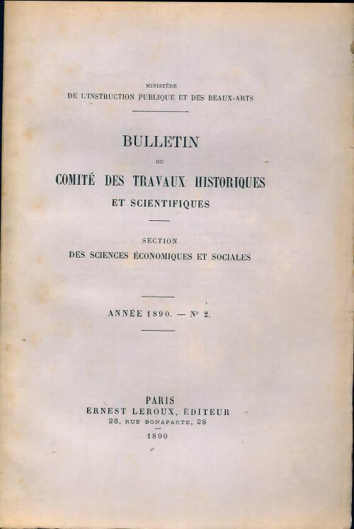 Livrenpoche : Bulletin du comité des travaux historiques et scientifiques 1890 n°2 - Collectif - Livre