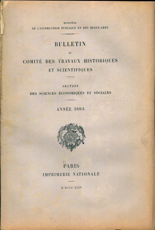 Livrenpoche : Bulletin du comité des travaux historiques et scientifiques 1893 - Collectif - Livre