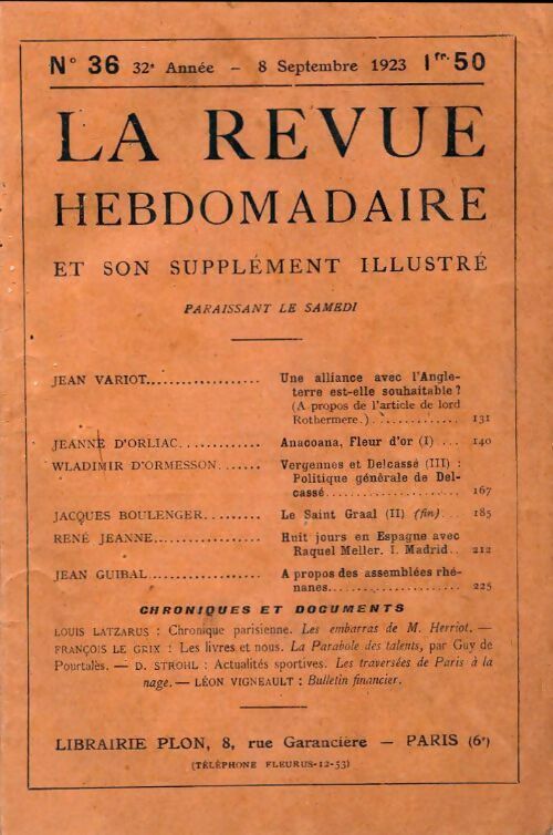 Livrenpoche : La revue hebdomadaire 32e année n°36 - Collectif - Livre