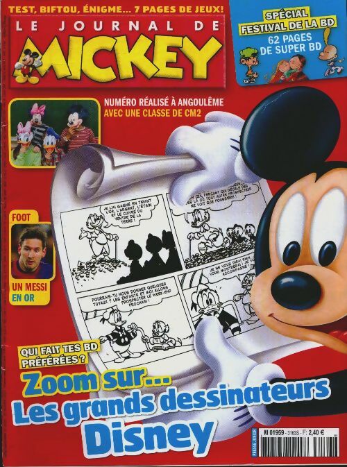 Livrenpoche : Le journal de Mickey n°3163 : Zoom sur les grands dessinateurs Disney - Collectif - Livre