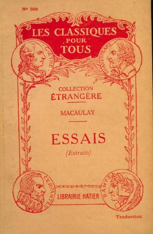 Livrenpoche : Essais historiques et critiques extraits - Macaulay - Livre