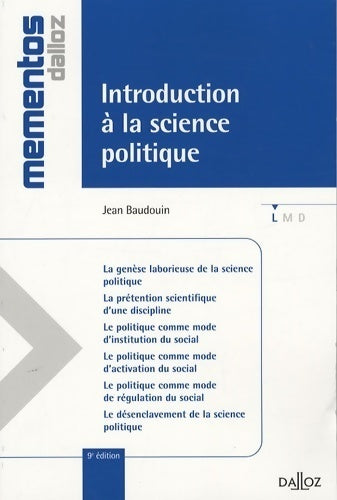 Livrenpoche : Introduction à la science politique - 9e éd - Jean Baudouin - Livre