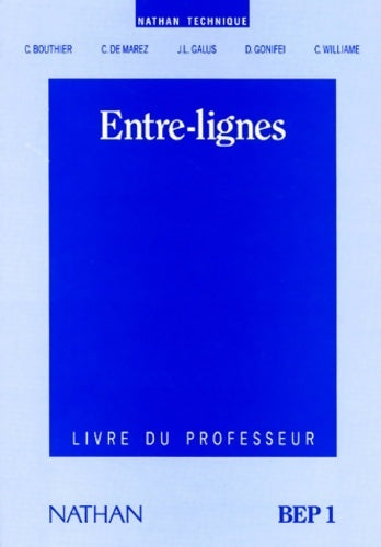 Livrenpoche : Entre lignes bep1 professeur - Bouthier - Livre