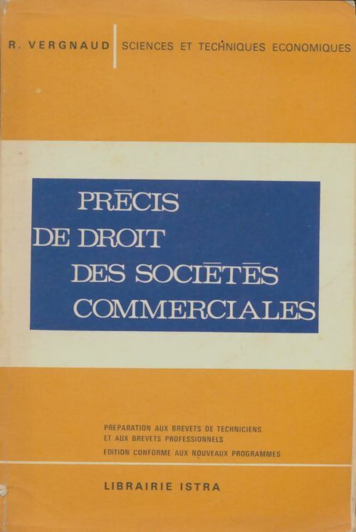 Livrenpoche : Précis de droit des sociétés commerciales - R. Vergnaud - Livre