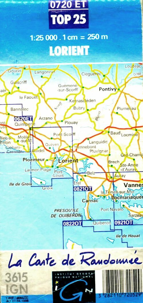 Carte de randonnée : Lorient - Île de Groix - Collectif -  Top 25 série bleue - Livre