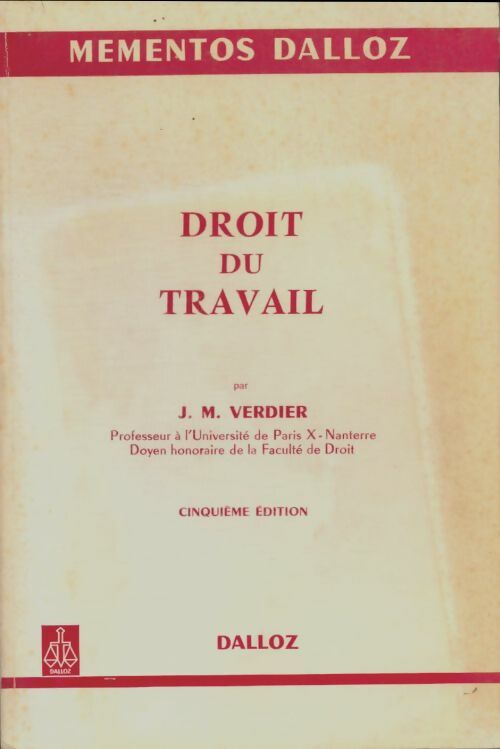 Droit du travail - Jean-Maurice Verdier -  Mémentos - Livre