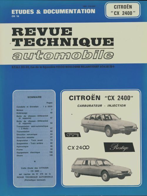 Citroën CX 2400 - Collectif -  Revue technique automobile - Livre