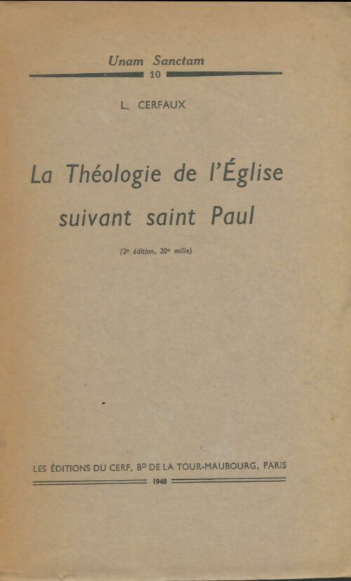 La théologie de l'église suivant Saint Paul - Mgr L. Cerfaux -  Cerf GF - Livre