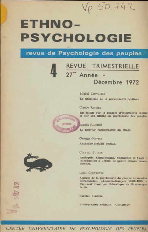 Livrenpoche : Ethno-psychologie n°4 - Collectif - Livre